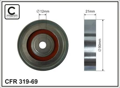 Produktbild von CAFFARO 319-69 Umlenkrolle Keilrippenriemen 90mm für TOYOTA AVENSIS Kombi (T25) AVENSIS (T25) AVENSIS Stufenheck (T25) COROLLA Liftback (E11)