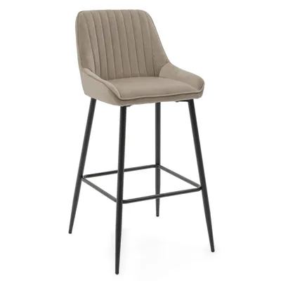 Produktbild von NEW HOME Barhocker PASSO gepolsterter für Wohnzimmer Esszimmer Glamour - dunkelbeige - moderne Samt Velours Möbel