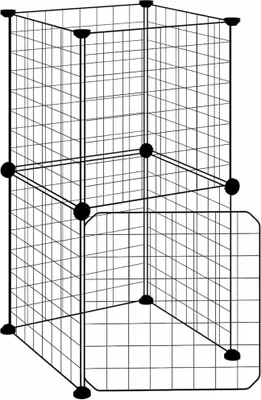 Obrázok produktu pre vidaXL 8-dielna klietka pre domáce zvieratá s dvierkami čierna 35x35 cm oceľ
