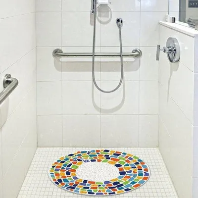 Zdjęcie produktu dla Okrągła mata prysznicowa 60 cm, antypoślizgowa, z PVC, szybkoschnąca