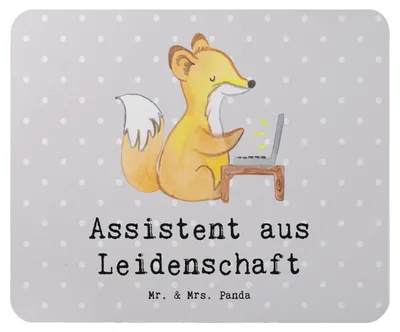 Produktbild von Mr. & Mrs. Panda Mouse Pad Assistent Leidenschaft - Grau Pastell - Geschenk, Mauspad, pc mousepad, mousematte