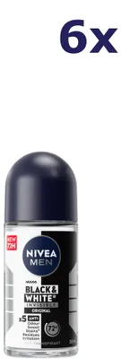 Produktbild von 6x Nivea Men Deo-Roller Black & White Invisible 50 ml