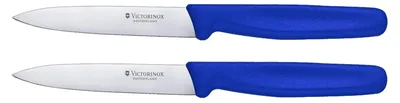 Produktbild von Victorinox | Gemüsemesser Blau | Classic Serie | 10 cm Klinge | 2er Set | ideales Schälmesser für präzise Schnitte | ergonomischer Griff | langlebig und vielseitig
