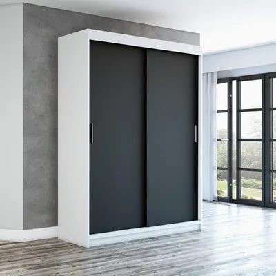 Produktbild von Schwebetürenschrank, 2-türig Schrank! Moderne Garderobe für Kleidung. Verschiedene Farben (Weiß, Schwarz, Somona) Kleiderschrank PAX  160 cm