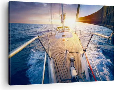 Produktbild von Bild auf Leinwand - Leinwandbild - Segelboot Meer - 70x50cm - Wand Bild - Wanddeko - Wandbilder - Leinwanddruck - Bilder - Kunstdruck - Wanddekoration - Leinwand bilder - Wandkunst - AA70x50-4076