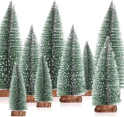 Immagine prodotto di Piccoli alberi di Natale verdi, 10-20 cm, effetto neve, base in legno, decorazione