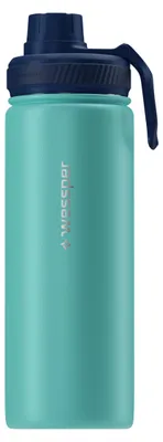 Edelstahl-Trinkflasche 500 ml, auslaufsicher, 3 Deckel, Blau