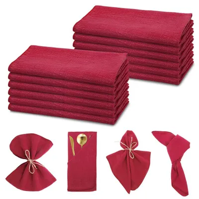 Stoffservietten 12er-Set, 42 x 42 cm, Baumwolle, rot, waschbar