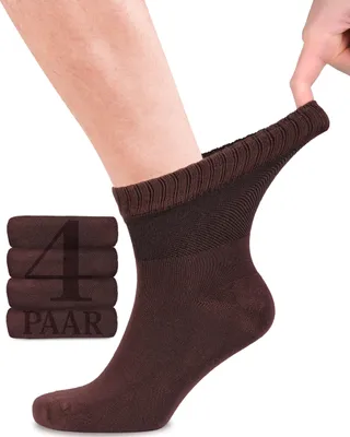Produktbild von Fiera Besa Diabetiker Socken Herren mit Elasthan, Knöchelhoch, 4 Paar, 39-42, Braun
