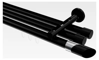 Produktbild von Innenlauf Gardinenstange 20 mm Ø 3-läufig Schwarz, 140 cm