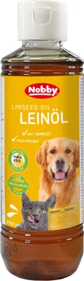 Produktbild von Nobby Leinöl für Hunde & Katzen, reich an Omega-3 & Omega-6 Fettsäuren, 250 ml