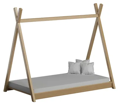 Produktbild von Kiefernholzbett für Kinder, Meble Wróbel, Bodenbett Tipi, 80 x 160 cm, Höhe 143 cm, Naturbelassen