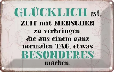 Produktbild von vianmo Blechschild 12x18 cm glücklich ist Zeit mit Menschen Spruch Zitat