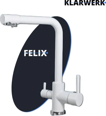 Produktbild von FELIX | 3 Wege Premium Weiß matt Trinkwasser Armatur | Edelstahl Osmose Wasserhahn Küche |Mischbatterie - 360 Grad | Filter 3 Anschlüsse Gastro