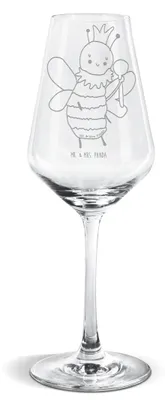 Produktbild von Mr. & Mrs. Panda Weißwein Glas Biene König - Transparent - Geschenk, Kelch, Weinglas, Weißweinkelch, wein