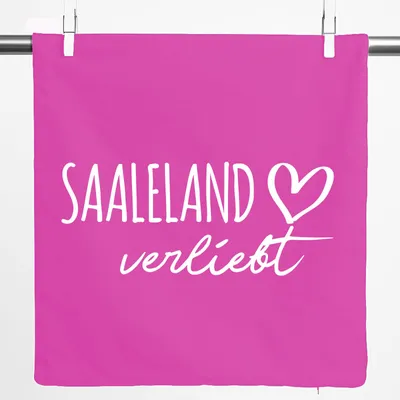 Produktbild von Huuraa Kissenbezug Saaleland verliebt 40x40cm Fuchsia Baumwolle Dekokissenbezug Geschenkidee