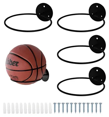 Image de Ensemble de 4 supports muraux pour ballons, de couleur noire