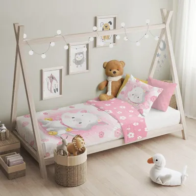 Image de Adorable linge de lit bébé chat 100x135 cm de FARO - Doux et onirique