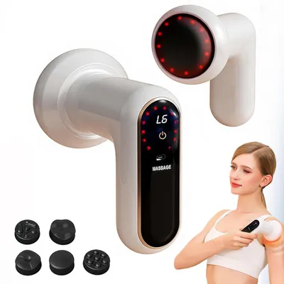 Produktbild von Bauch-Massagegerät & Fettverbrennungs-Maschine,Elektrisches Ganzkörper-Massagegerät, 6 Stufen, 5 Massageköpfe, USB-C, für Bauch, Beine & Po, Weiß