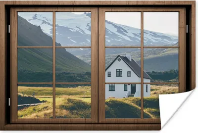 Produktbild von MuchoWow® Poster Aussicht - Haus - Berg 90x60 cm - Schlafzimmer