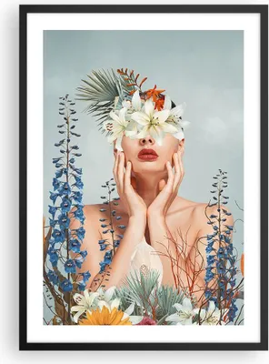 Produktbild von Gerahmtes Poster - Schwarzer Rahmen - Surreal Frau Blumen - 50x70 cm - Wand Bild - Wanddeko - Wandbilder - Kunstposter - Wandposter - Bilderrahmen - Bilder - Kunstdruck - P2BPA50x70-4818