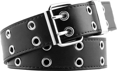 Produktbild von OKWISH Doppelloch Nietengürtel, Punk Gürtel Nietengürtel Hip Hop Gürtel für Damen und Herren Schwarz