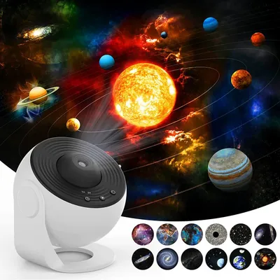 Produktbild von Sternenhimmel Projektor Planetarium Projektorlampe mit 13 Planeten Discs Galaxis Lampe für Kinderzimmer Schlafzimmer Geschenk