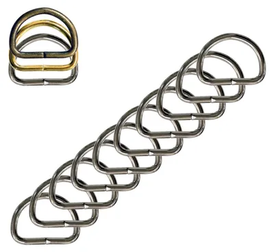 10 stabiler Halbringe D-Ringe silber