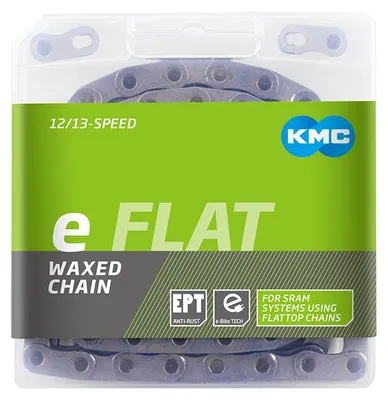 Produktbild von KMC Kette eFlat EPT, Sram 12-/13-fach, 136 Glieder, dark silver, waxed