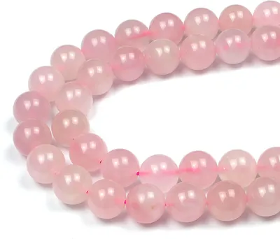 Produktbild von Halbedelstein Perlen Roséquarz rund, 6 mm, 60 Stück, für Schmuckherstellung