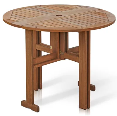 Image de Table d'extérieur Furinno Tioman, design naturel, dimensions : 89,9 x 89,9 x 70,9 cm