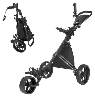 Produktbild von Golf Schiebewagen, faltbares Design, ergonomischer Griff, hellgrün