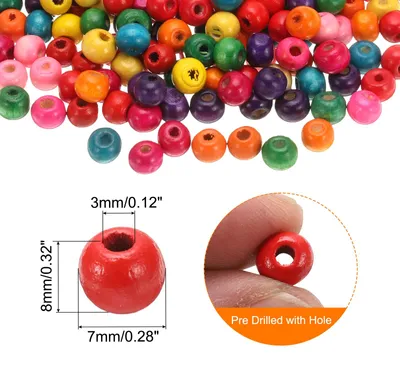 Produktbild von 500 Stk. Gro?e Loch Holzperlen Flechten Perlen, Unvollendete Natš¹rliche Fass Holz Abstandshalter Perlen fš¹r Handwerk Makramee Schmuckherstellung, Mehrfarbig (8 x 7mm, 3mm Loch)