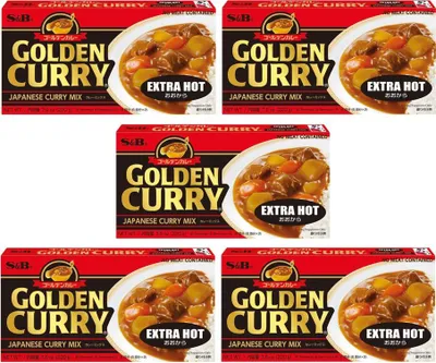 Produktbild von 5er Pack S&B GOLDEN CURRY Japanisches Curry Mix in Würfel EXTRASCHARF (5x 220g) | Japanese Curry EXTRA HOT