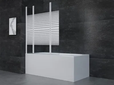 Produktbild von Badewannenfaltwand MARWELL White Lines  125 x 140 cm Duschwand für Badewanne 3-teilig faltbar in matt weiß - Duschabtrennung aus 4 mm starken ESG