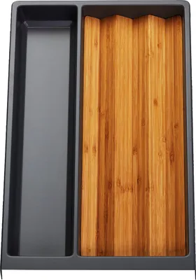 Produktbild von ORGA-BOX Mehrzweckeinsatz SEPARADO schiefergrau genarbt 300 x 474 x 51 mm Schubladeneinsatz ab 40cm Schrankbreite + Bambus Gewürzeinsatz