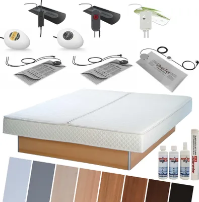 Produktbild von Wasserbett KOMPLETT Bett Set Softside DUAL Podest/Sockel 180x200 cm F0 – Wasserbetten Heizungen von Calesco oder TBD Carbon Heater – Pflegeset und Befüllschlauch