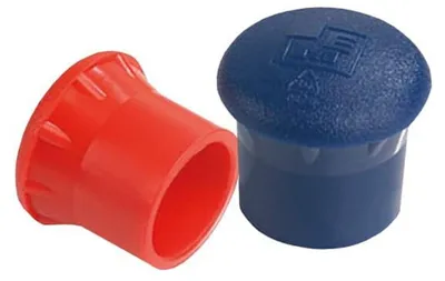 Produktbild von Kappe für Schlagfessel | 2 Stück | blau und rot