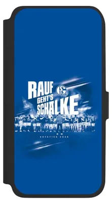 Produktbild von NIVOCASE Klapphülle für Samsung Galaxy A17 5G  Handyhülle aus Kunst Leder NIVOflip schwarz Aufstieg FC Schalke 04 Offizielles Lizenzprodukt
