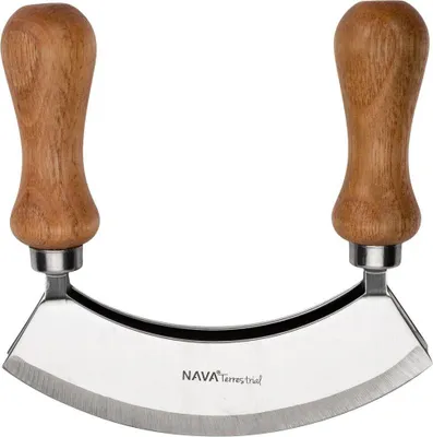 Produktbild von NAVA Hackmesser / KRÄUTERSCHNEIDER / Wiegemesser zum Hacken von Gemüse Nüssen mit Doppelklinge und zwei Griffen
