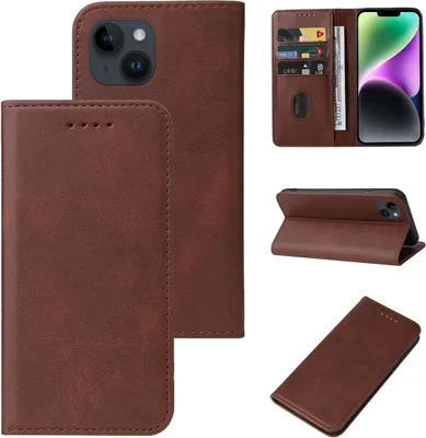 Produktbild von König Design Hülle kompatibel mit Apple iPhone 15 Kunstleder Handyhülle - Handy Case Braun