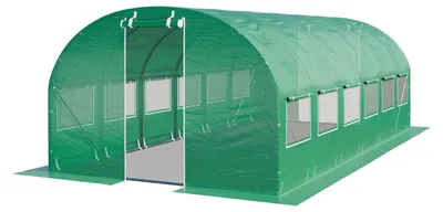 Image de TOOLPORT Serre de Jardin Serre Tunnel Plastique Robuste 4x6m  - Bâche PE 180g/m² vert transparent