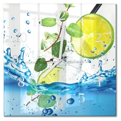 Produktbild von Tulup Glasuhr Wanduhr Küchenuhr Echt-Glas 30x30 cm Modern Dekorativ Geräuschlos Weiße Zeiger - Limette und Minze