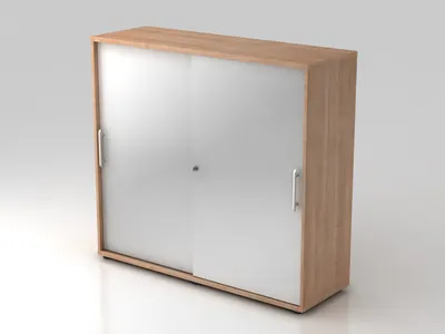 Produktbild von Schiebetürenschrank Serie 9 3OH BxTxH 120x40x110cm Griff RE Nussbaum/Silber