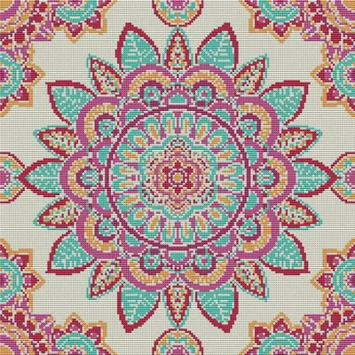 Imagen del producto de Kit de bordado de mandala bohemia con motivos florales, estampado previo, 100% algodón, ideal para proyectos de manualidades