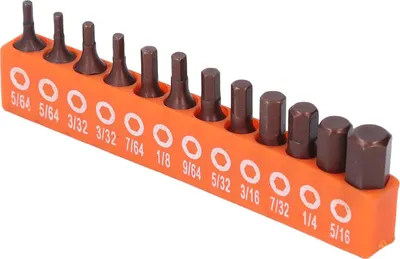 Image de 12Pcs Hex Bit Set Imperial 1/4 Shank for Drill Electric Screwdriver S2 Alloy Steel 25mm with Storage Holder