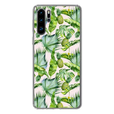 Produktbild von MuchoWow® Handyhülle Schutzhülle Hülle für Huawei P30 Pro Blätter - Ananas - Muster Silikon Softcase Handy Hülle - Schutzdeckel