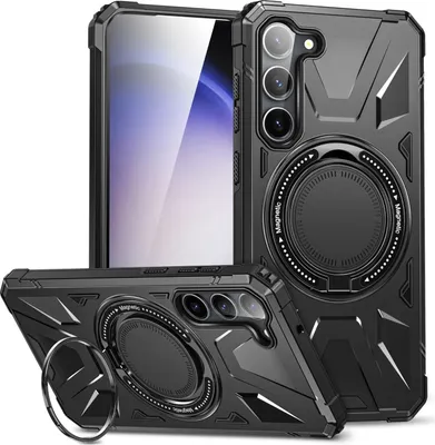 Immagine prodotto di Per Samsung Galaxy S25 Plus 5G MagSafe Shock Magnet Ring Cover protettiva Custodia per telefoni cellulari Nero