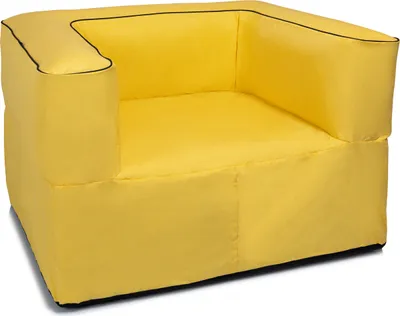 A yellow lounge sofa is shown from a front-side angle against a white background.