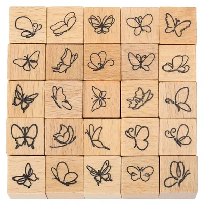 Produktbild von Set von Holzstempeln 0,6" x 0,6" x 1" für DIY-Projekte